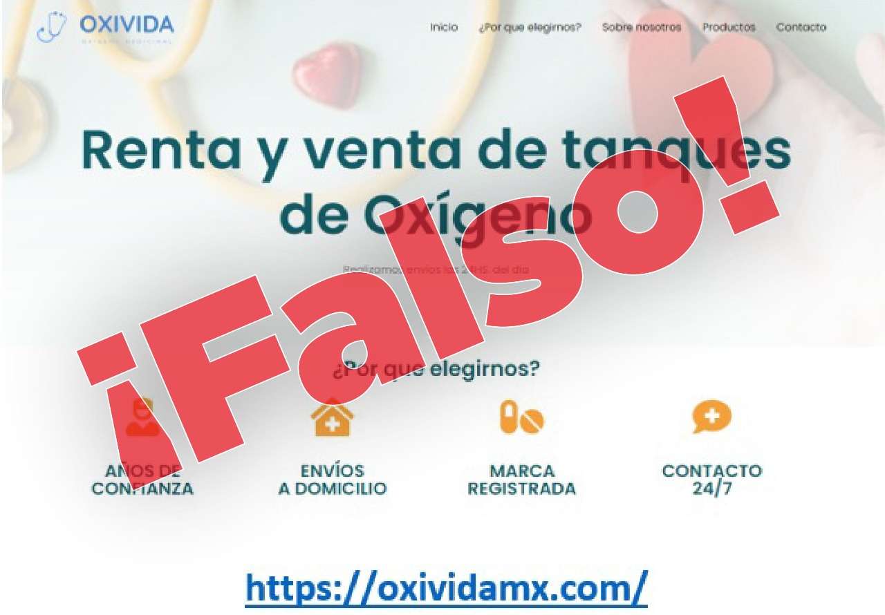 Alertan sobre página falsa que oferta tanques de oxígeno