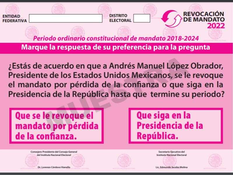 Ine aprueba papeleta y tinta para revocación de mandato