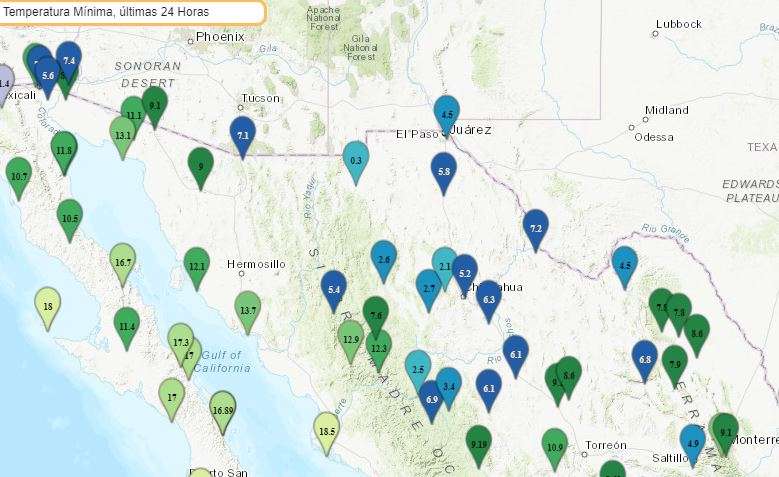 Registra janos 0.3°c, la temperatura más baja en el estado