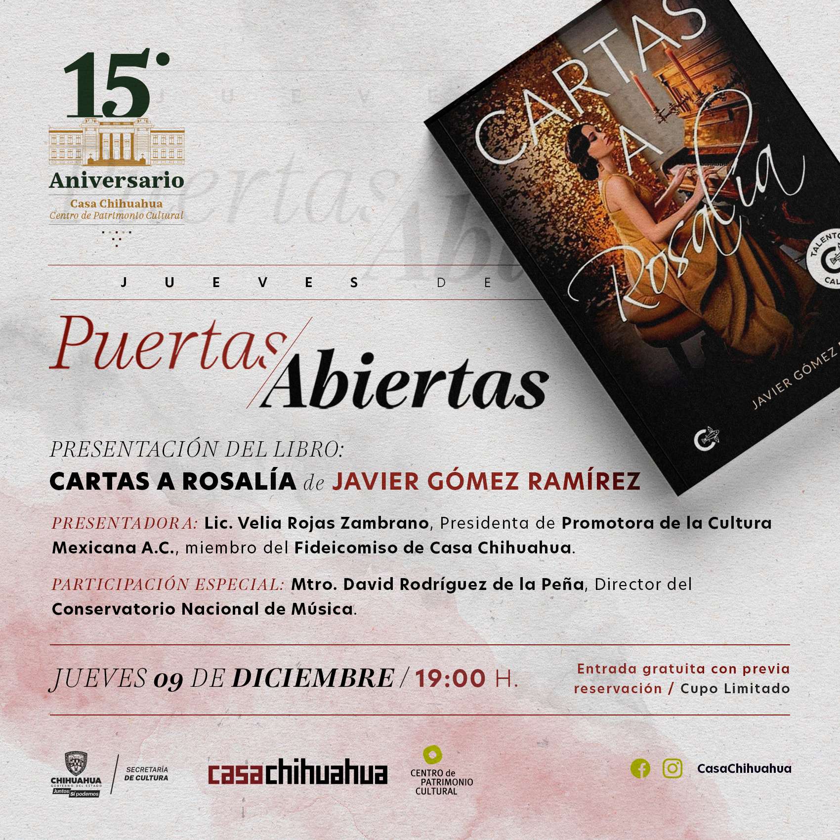 Presentarán en casa chihuahua el libro cartas a rosalia