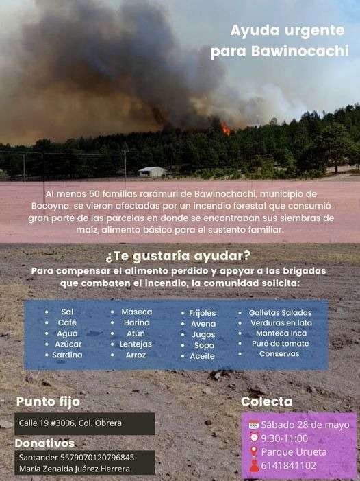 Piden ayuda para familias afectadas por incendio forestal
