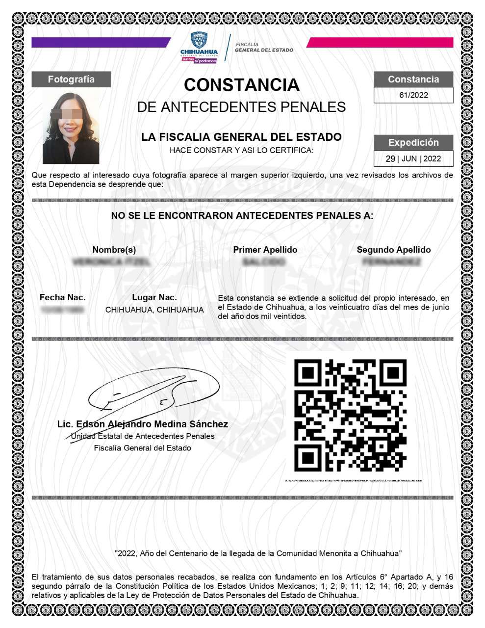 Expide la Fiscalía estatal primeras constancias de antecedentes penales en línea