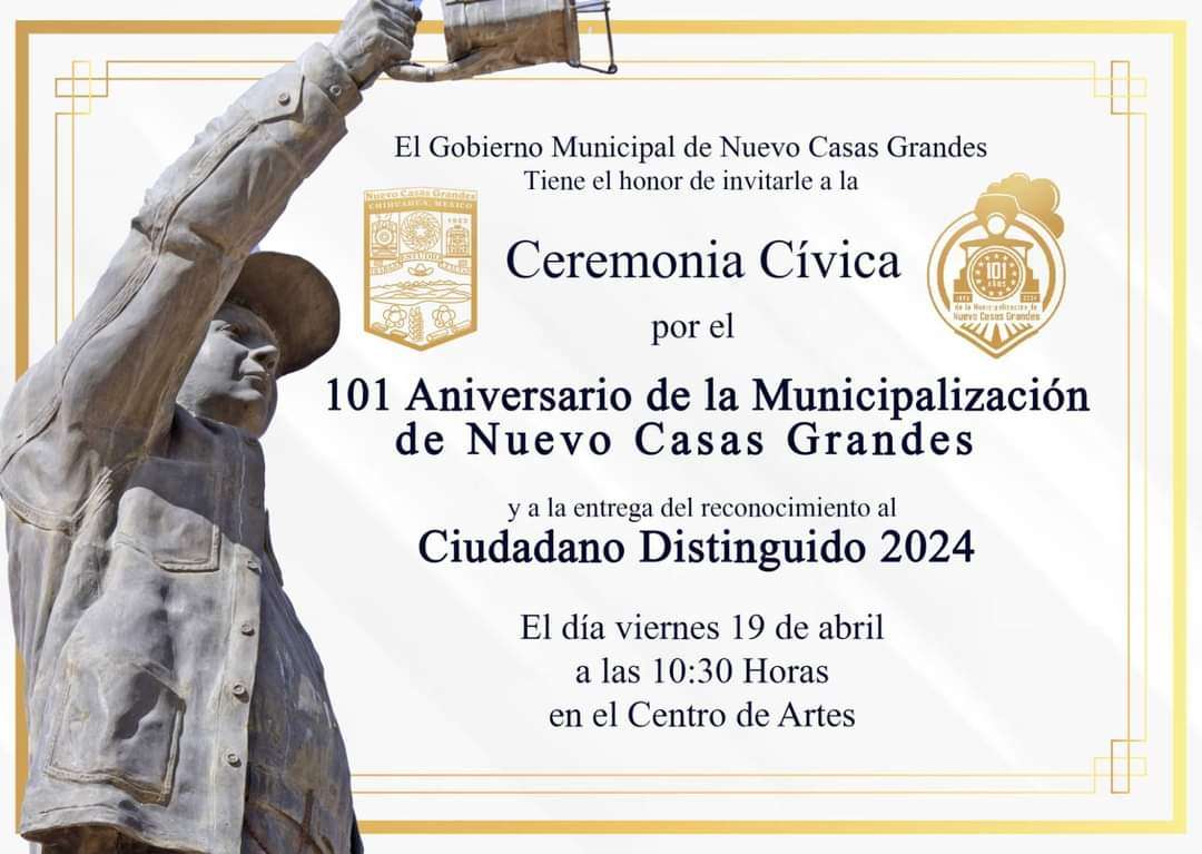 Realizarán ceremonia cívica por el 101 aniversario del municipio