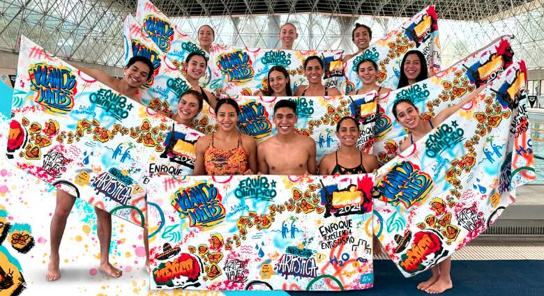 Saca equipo de natación artística a la venta toalla olímpica para reunir 