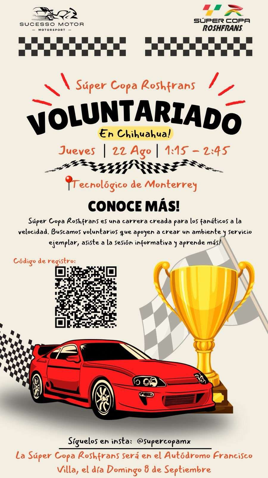 Invita Sucesso Motor a voluntarios para la Súper Copa Roshfrans