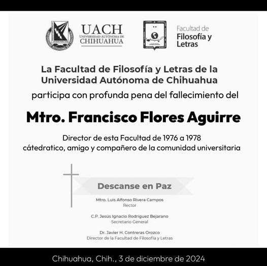 Muere el maestro Francisco Flores Aguirre a la edad de 80 años