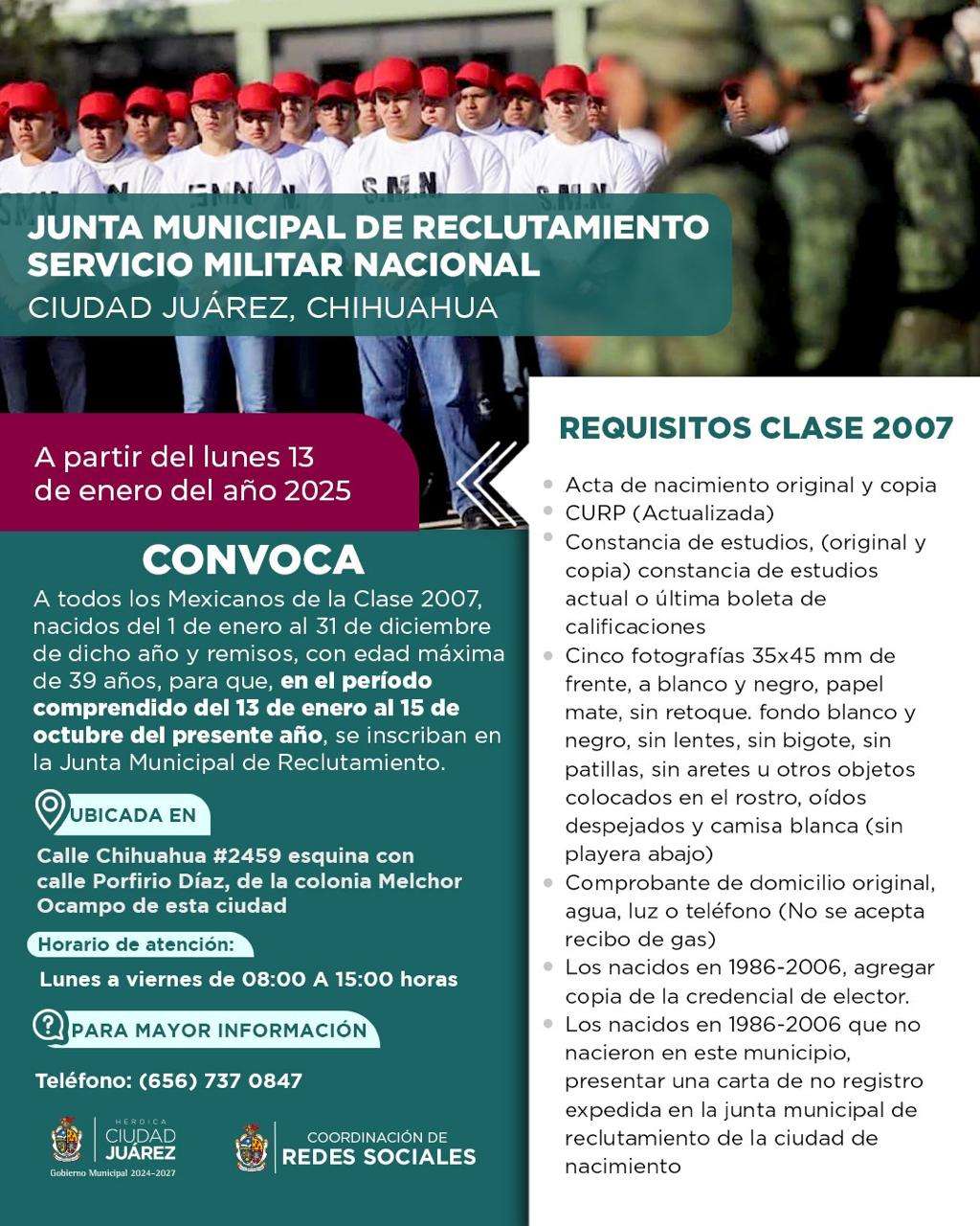 Invitan a registrarse en el Servicio Militar Nacional