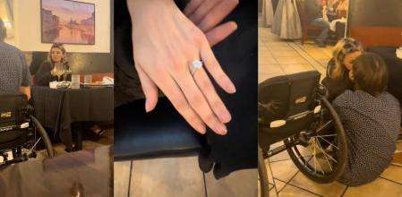 En silla de ruedas se las ingenia para pedirle matrimonio a su novia
