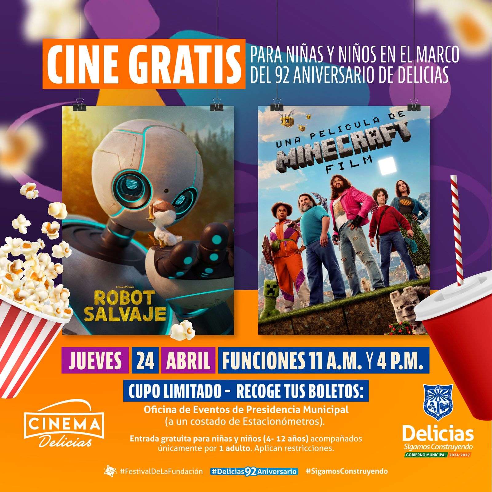 Invitan a niños a ver cine gratis en Delicias