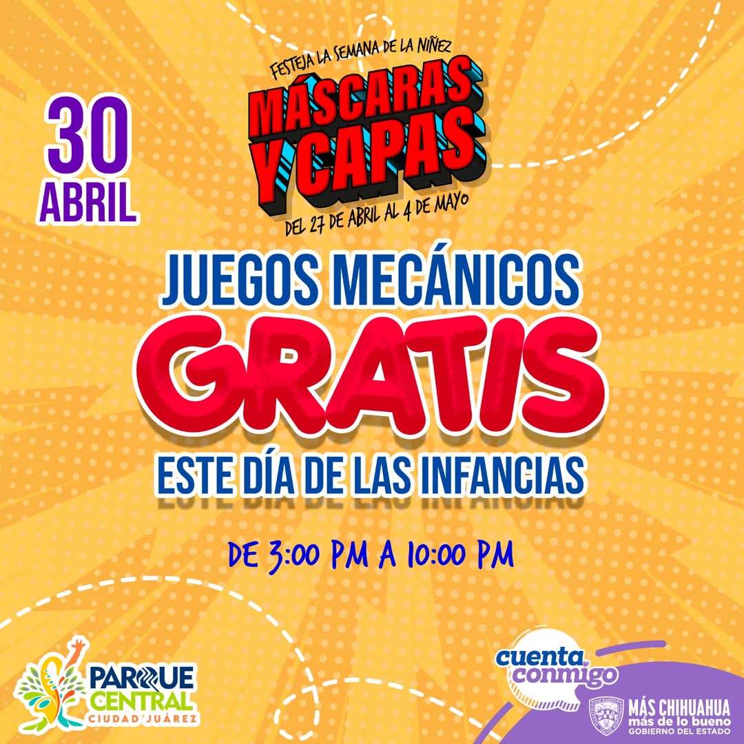 Abren atracciones mecánicas en el Parque Central gratis por el Día del Niño
