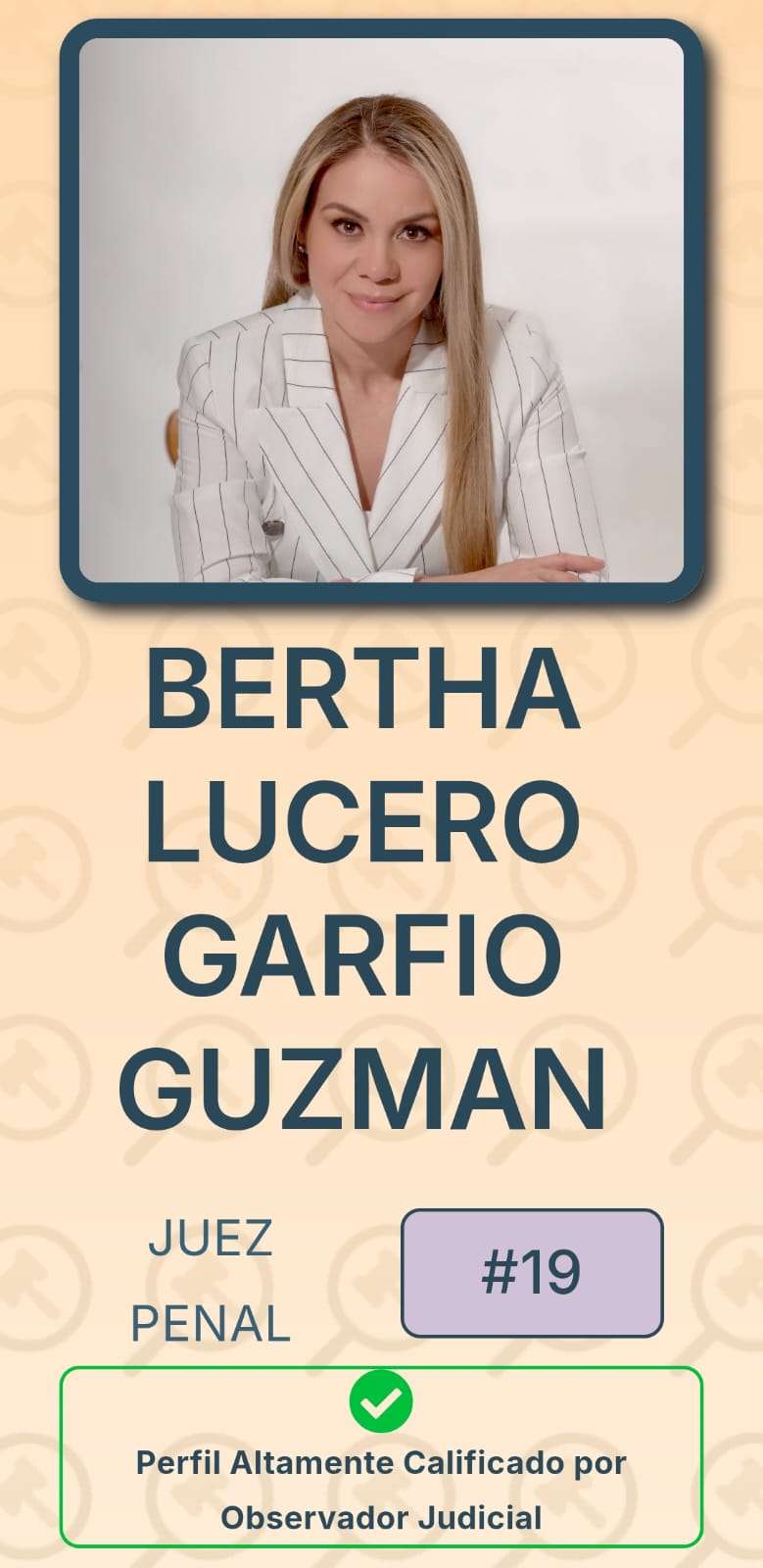 Lucero Garfio, altamente calificada para el cargo: Observador judicial