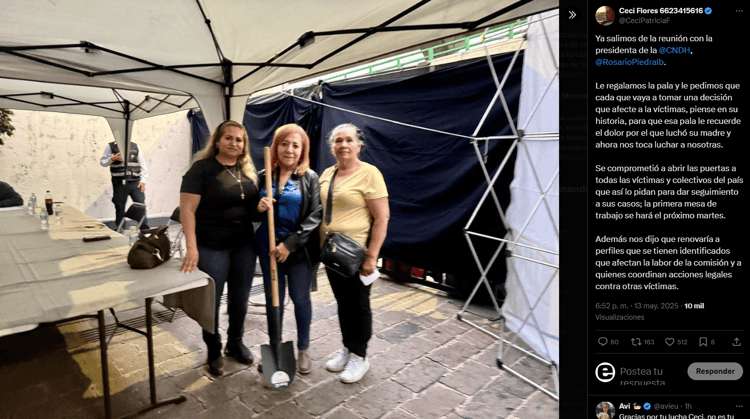 Se reúne Ceci Flores con titular de la Cndh después de protesta