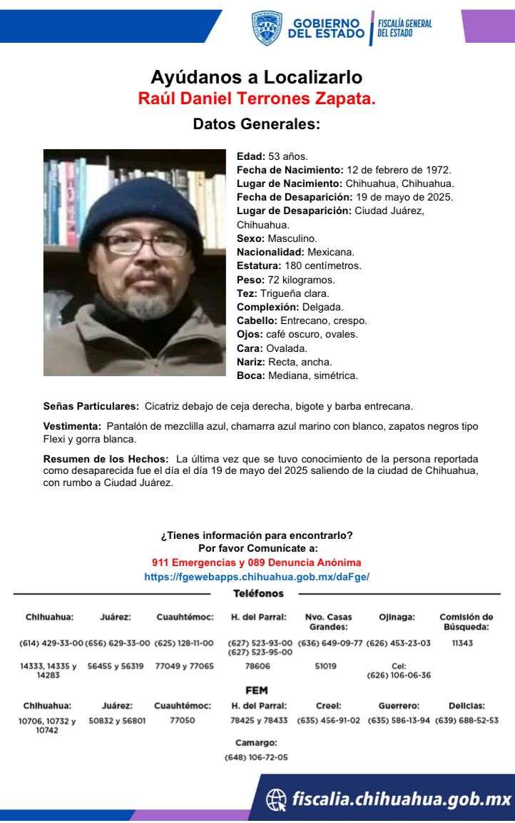 Desaparece al viajar de Chihuahua a Juárez