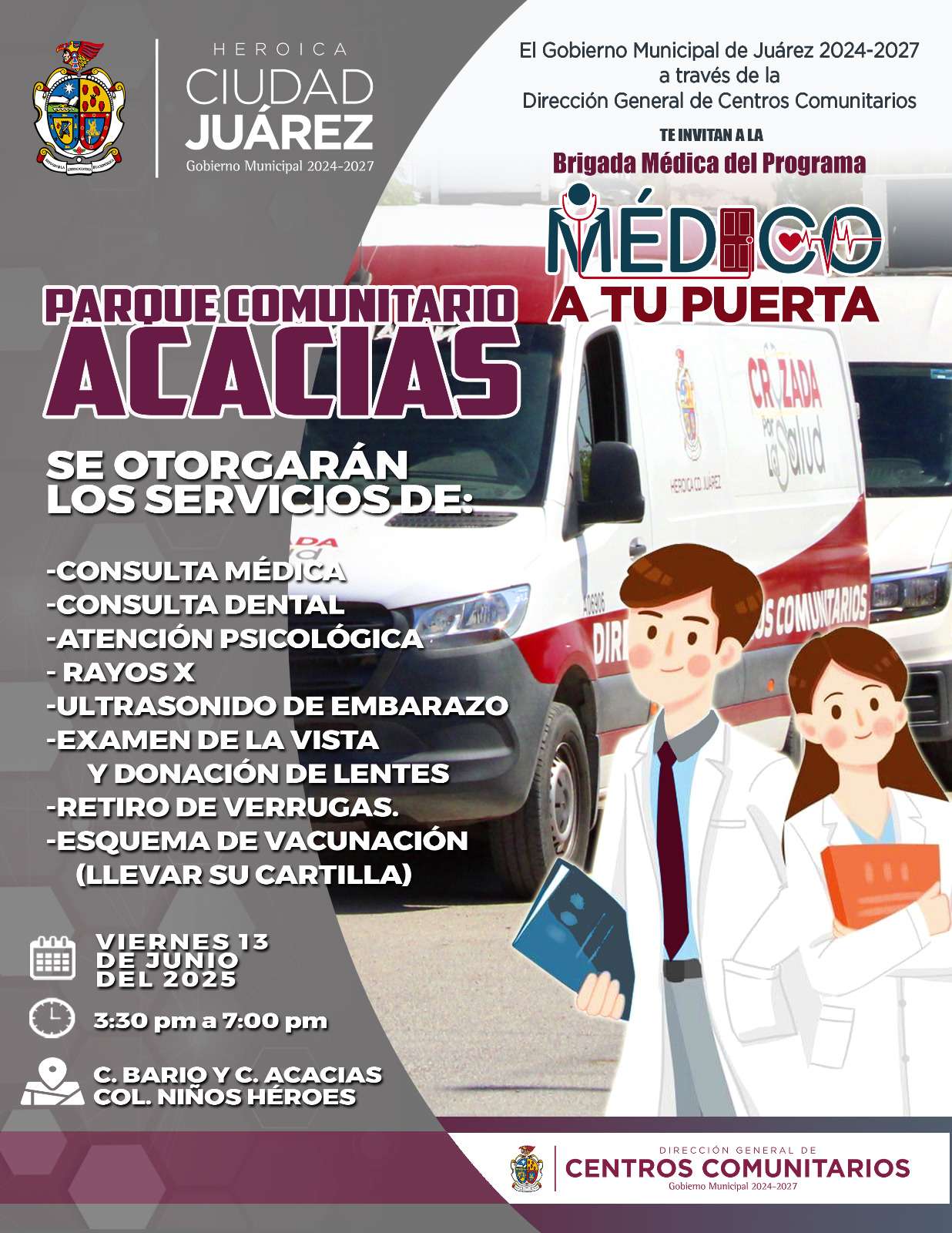 Llevan hoy Médico a tu Puerta al parque Acacias en la Niños Héroes