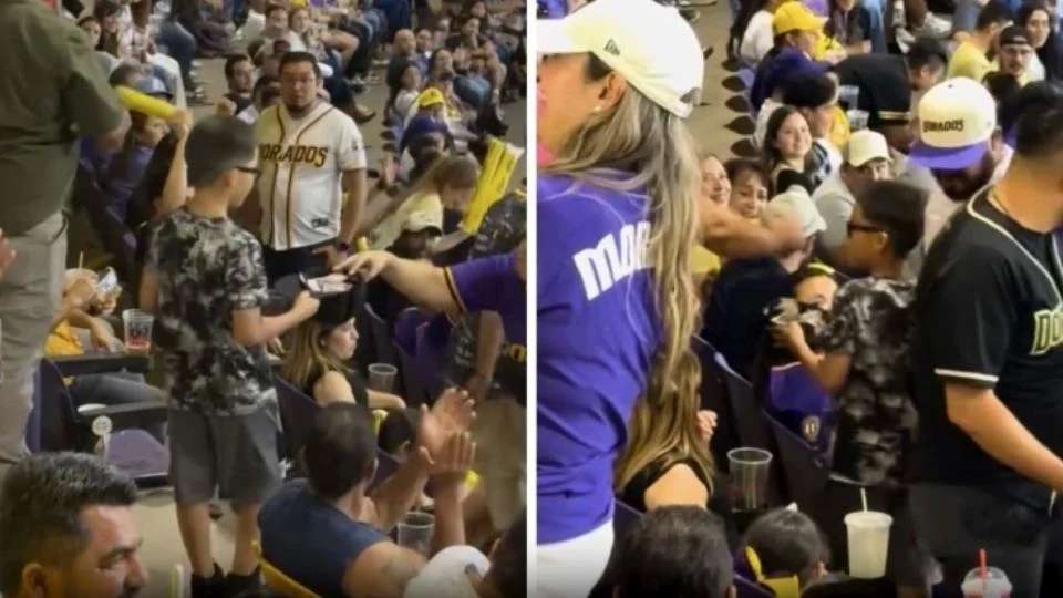 Premian a niño por devolver celular perdido en el estadio de béisbol