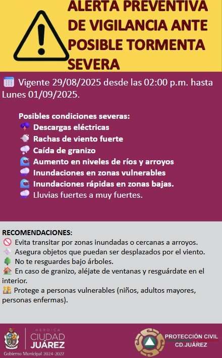 Alertan por tormentas severas para el fin de semana