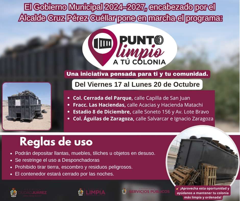 Dan a conocer ubicación de nuevos Puntos Limpios 