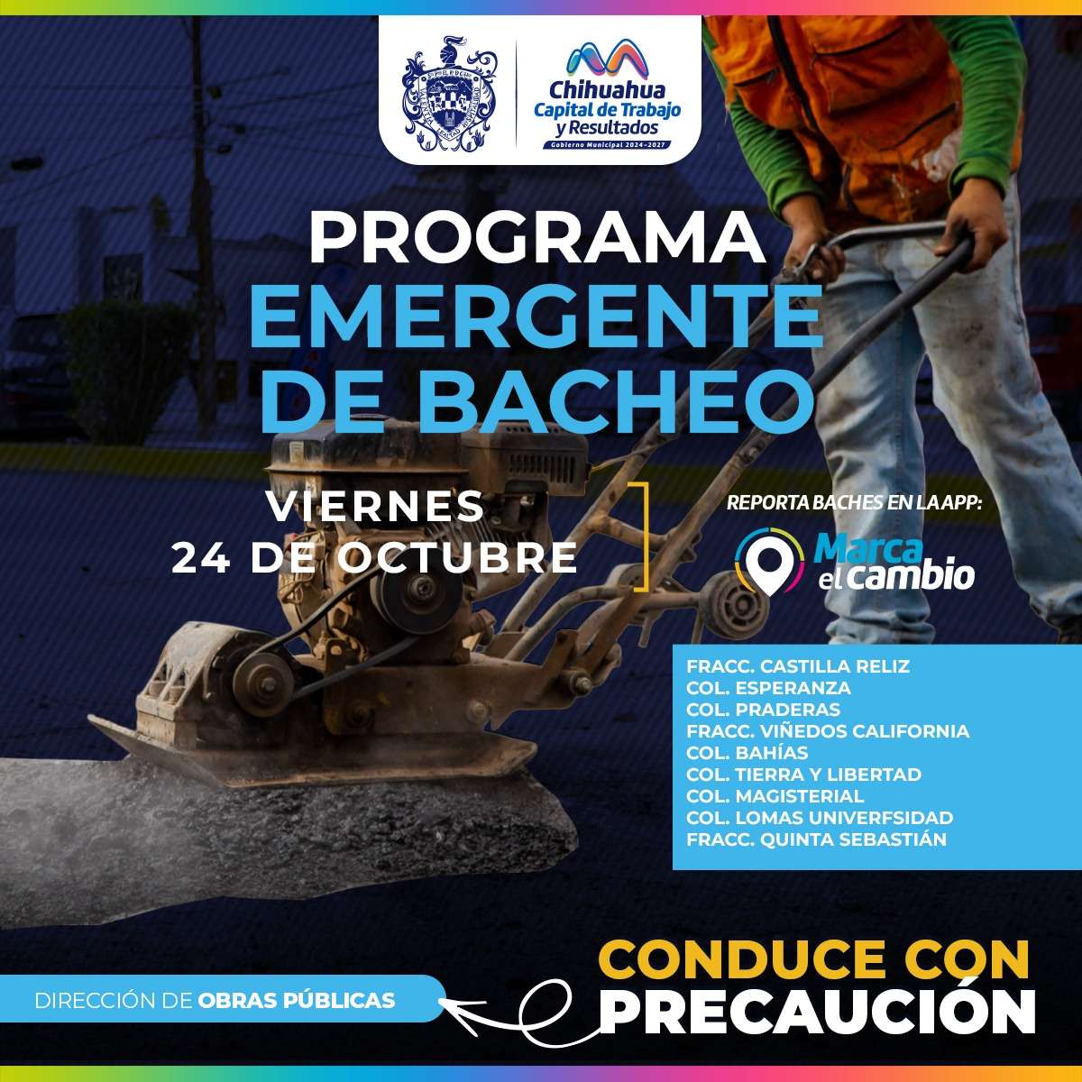 Atenderá Municipio con bacheo nueve zonas este viernes 24 de octubre