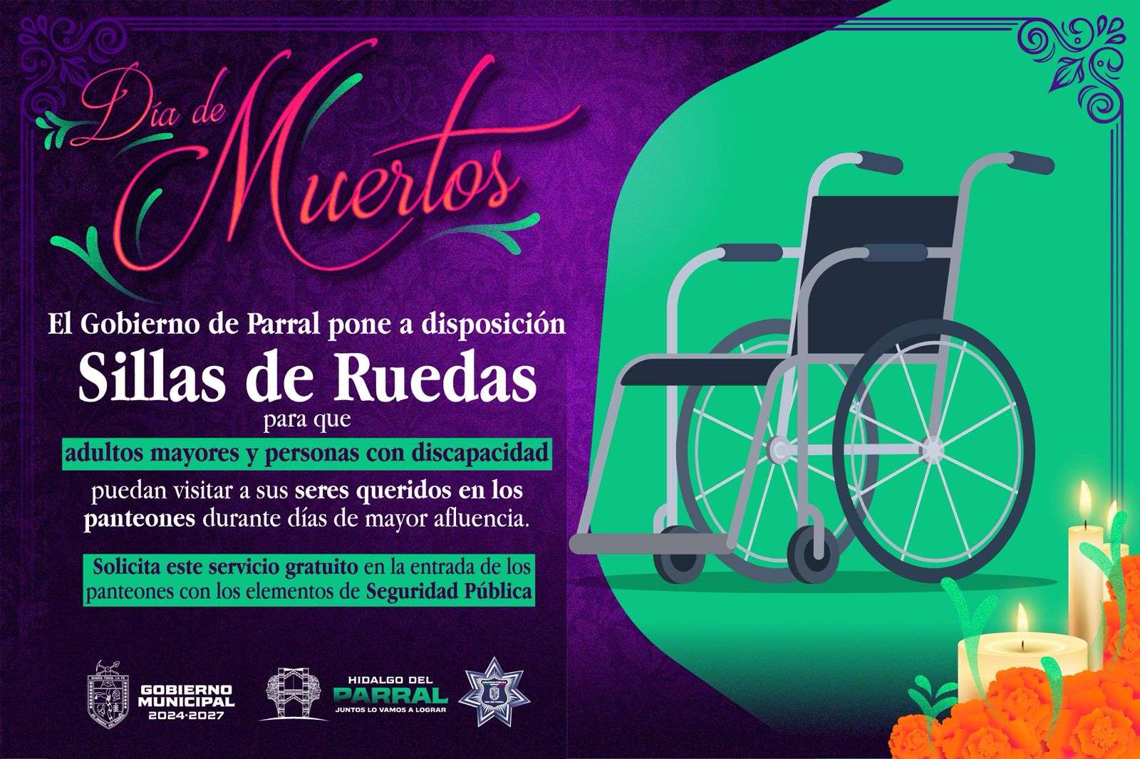 Facilita Gobierno de Parral sillas de ruedas en los panteones 