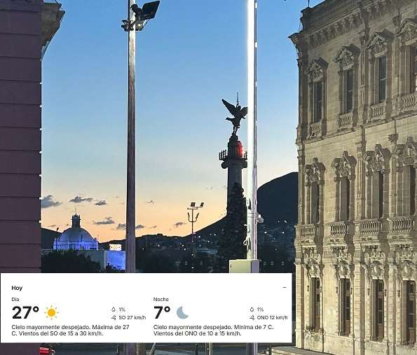 Disfruta de un domingo con clima agradable y máximas de 27°C en Chihuahua