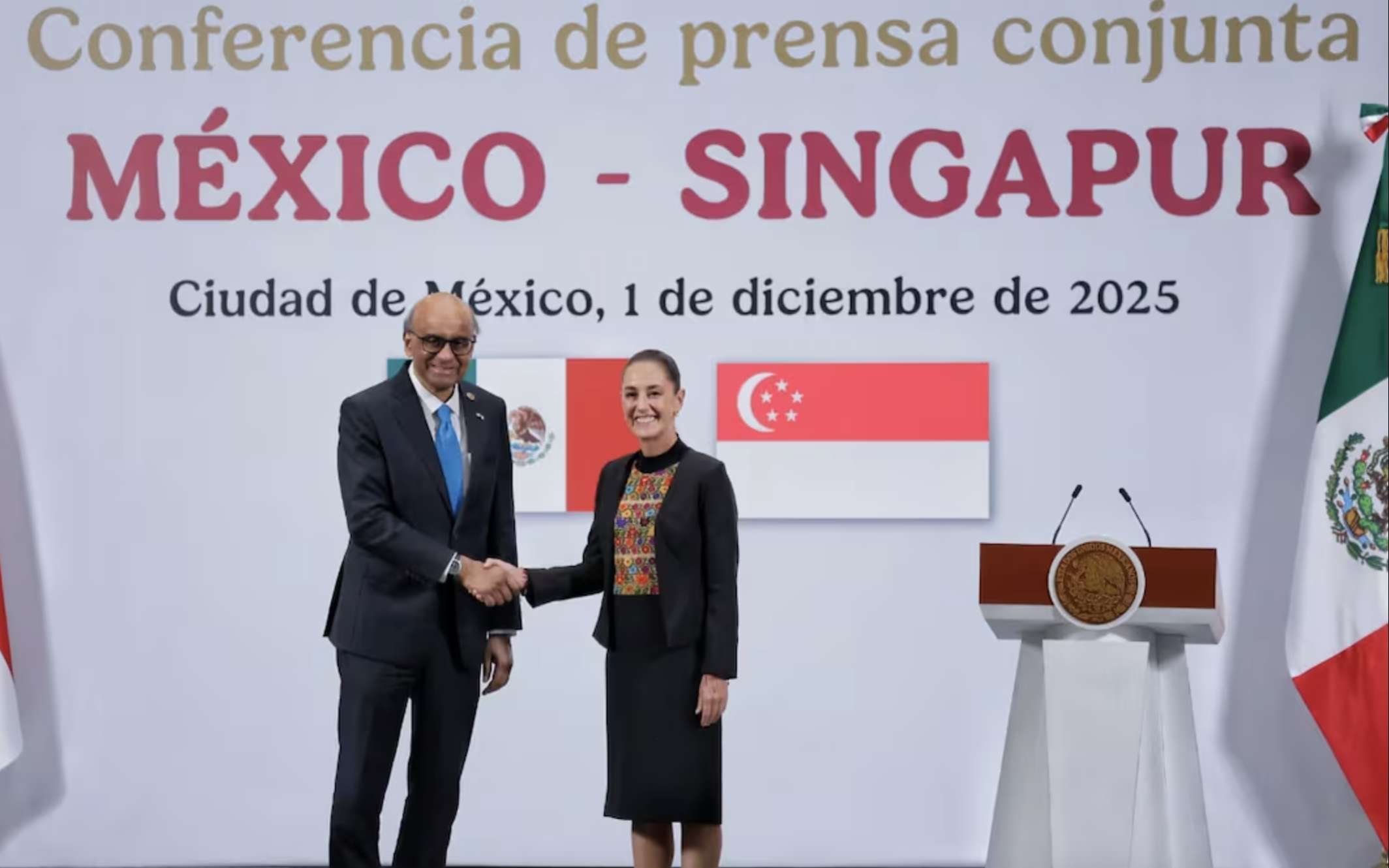 Hace alianza comercial Sheinbaum con Singapur; van con Plan México