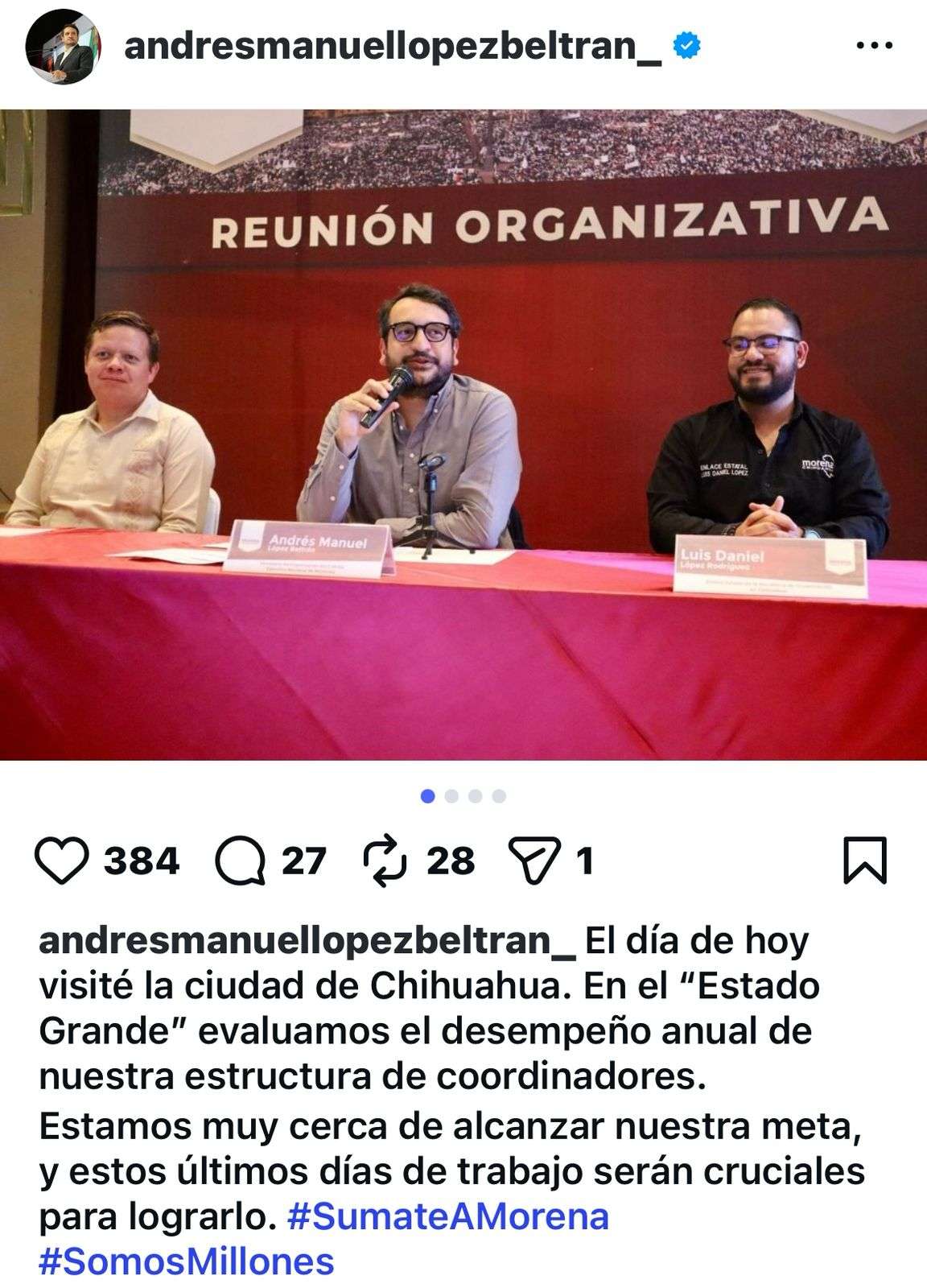 Visita discreta de Andy López a Chihuahua toma por sorpresa a Morena estatal