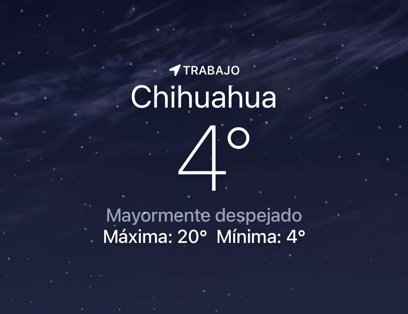 Se espera despejado con temperatura de 4 grados centígrados 