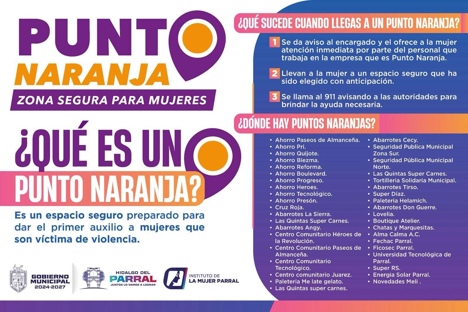Refuerzan Puntos Naranja atención inmediata para mujeres en Parral