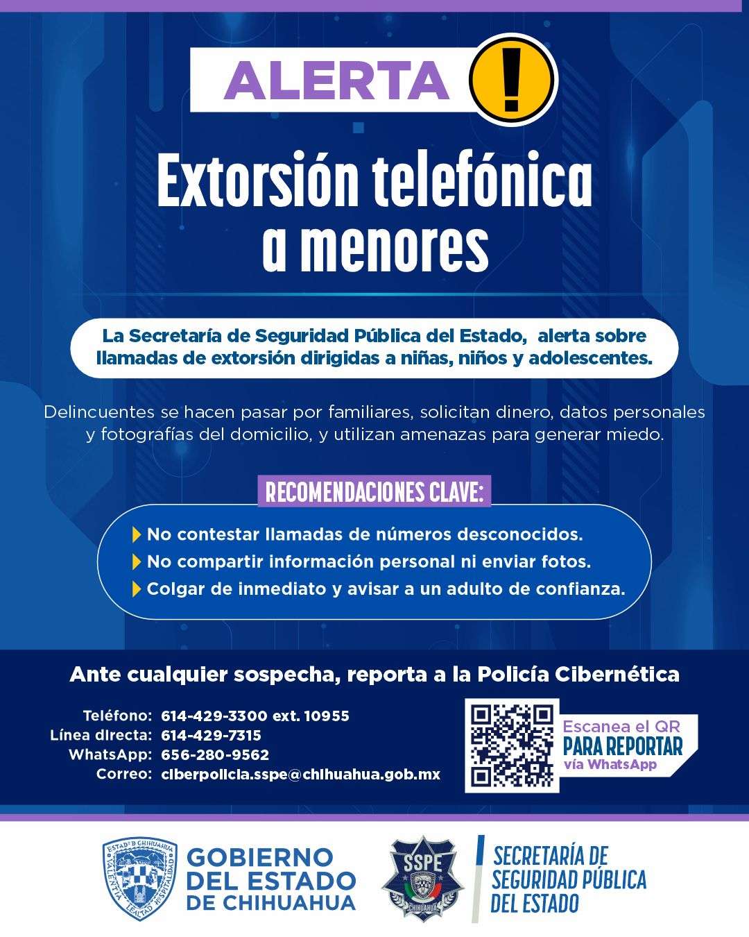 Alertan por llamadas de extorsión a menores de edad