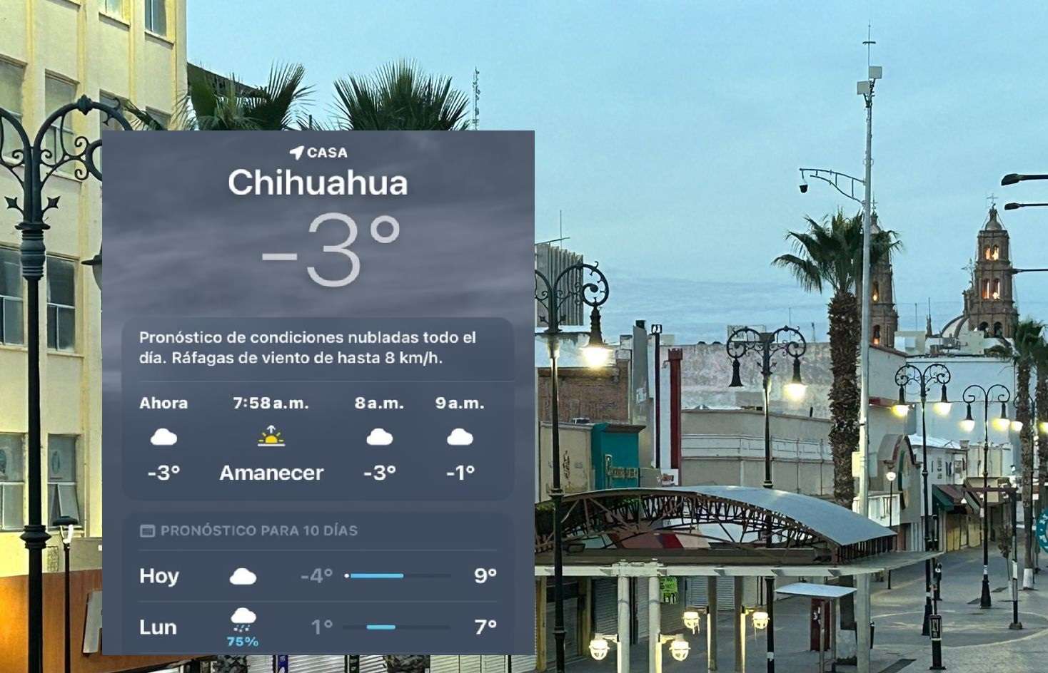 Registra Chihuahua heladas matutinas de hasta -3 grados