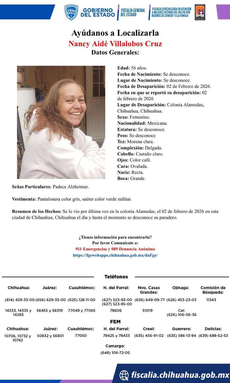 Buscan a mujer con Alzheimer desaparecida en colonia Alamedas