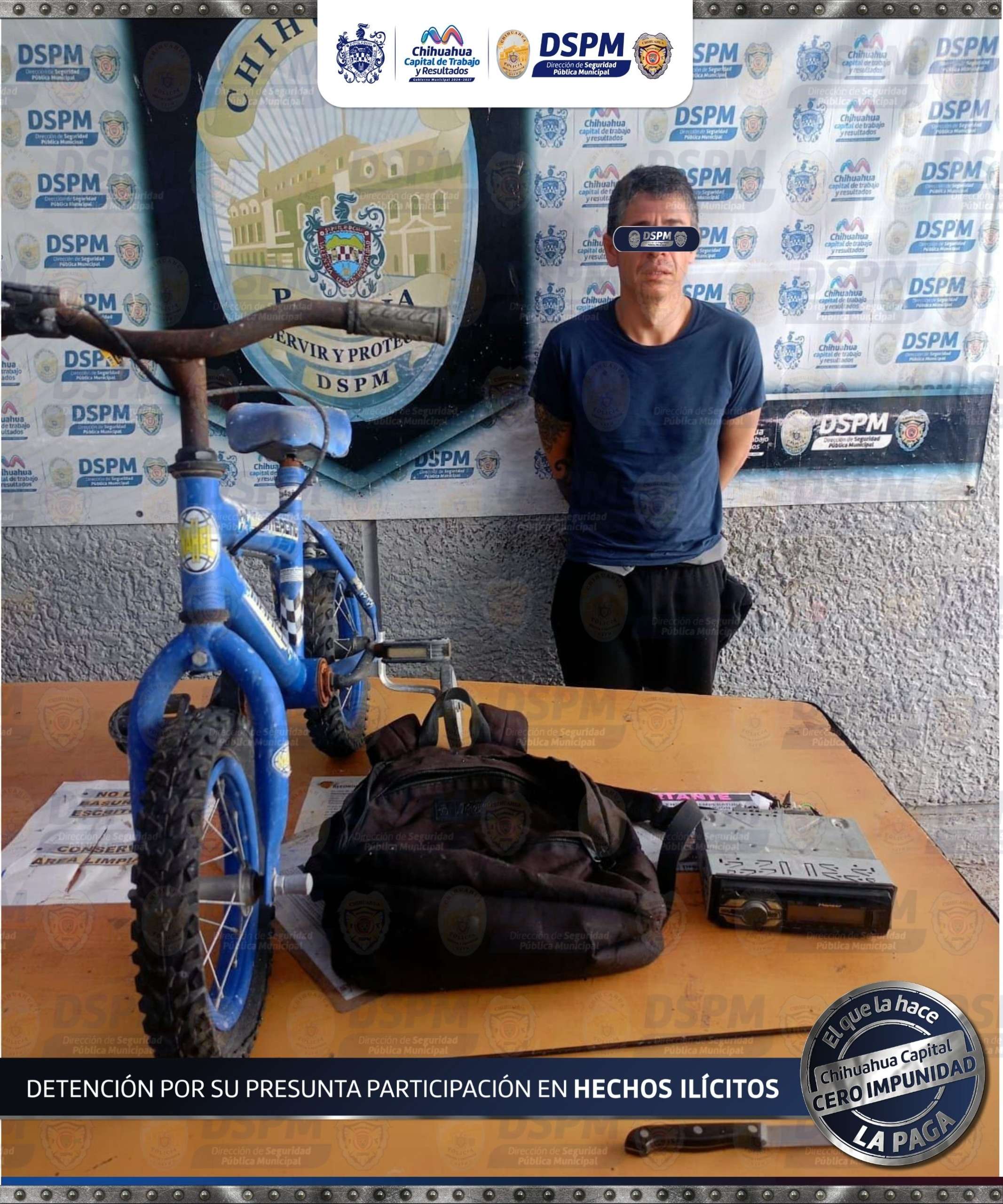 Detienen a ladrón con artículos robados en Colinas del Sol