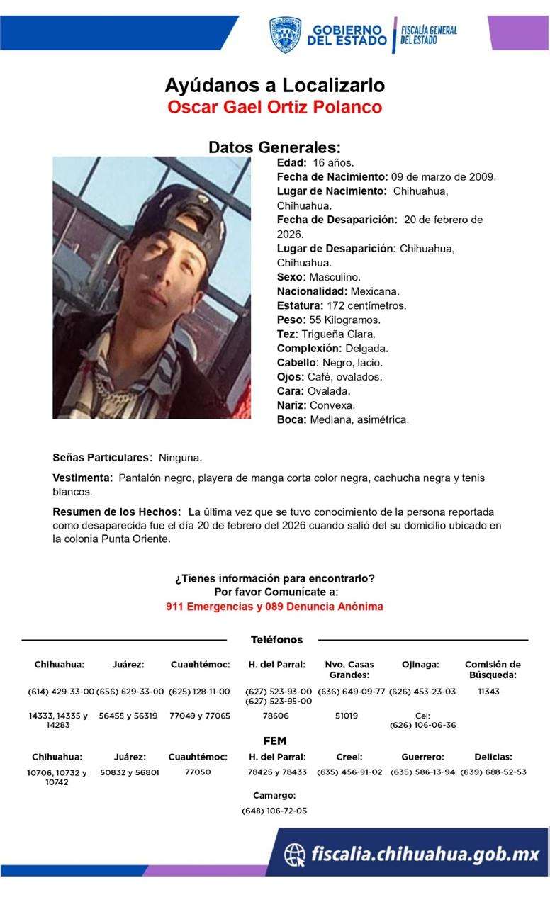 Buscan a joven desaparecido en la colonia Punta Oriente