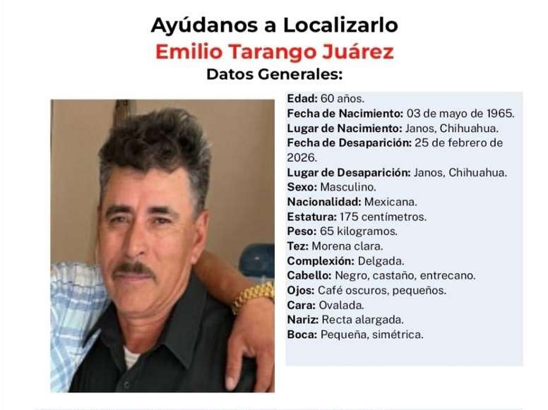 Solicitan apoyo para localizar a Emilio Tarango Juárez