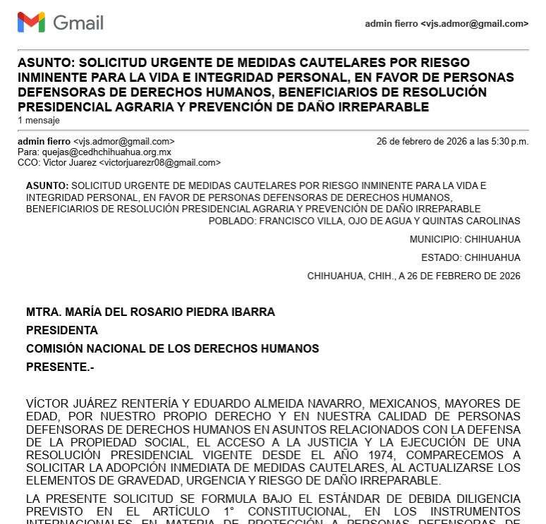 Denuncian ejidatarios a Eugenio Baeza ante Cndh