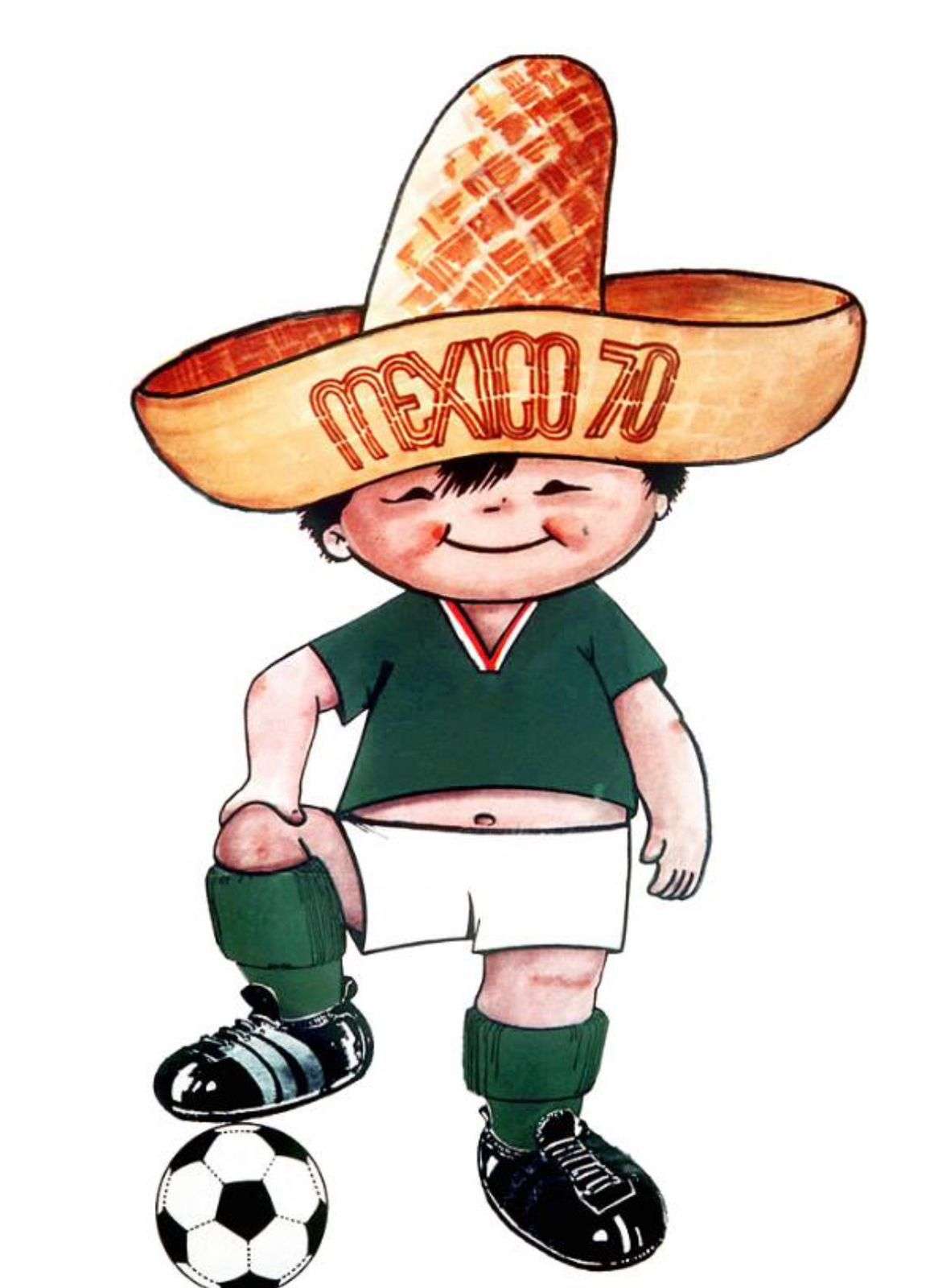 Juanito en el Mundial México 1970, primer rostro humano como mascota.

