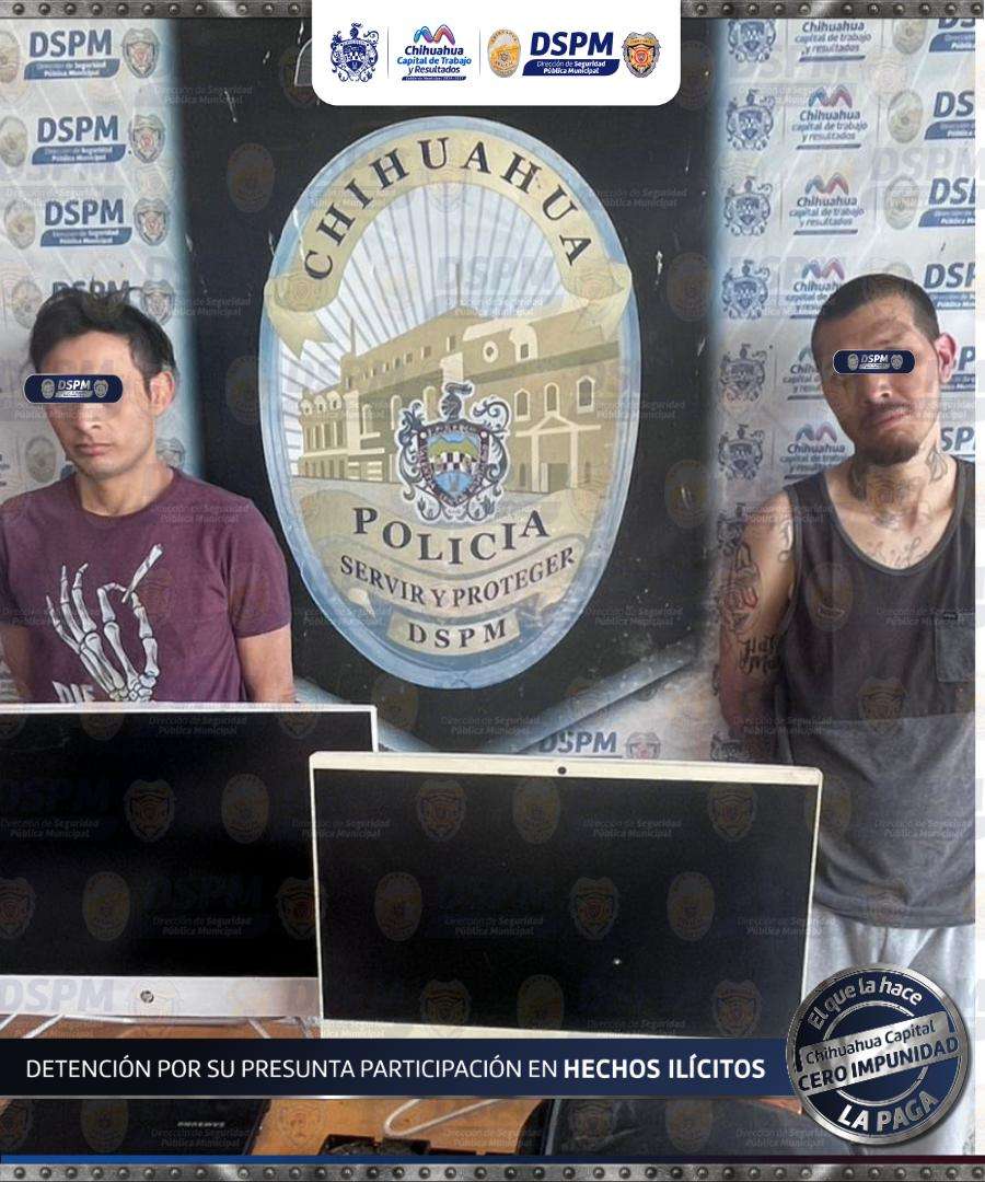 Arrestan a dos con artículos electrónicos robados en El Saucito
