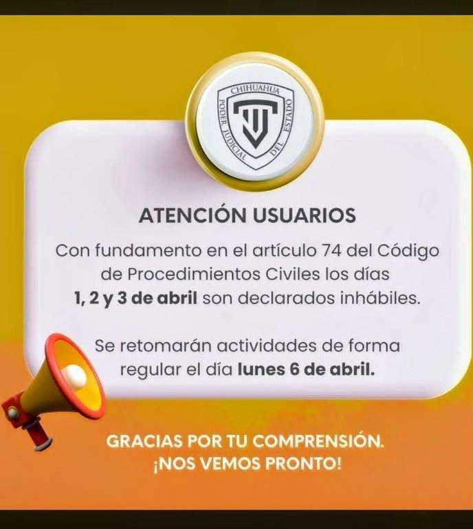 Suspenderá Poder Judicial del Estado actividades por días de asueto