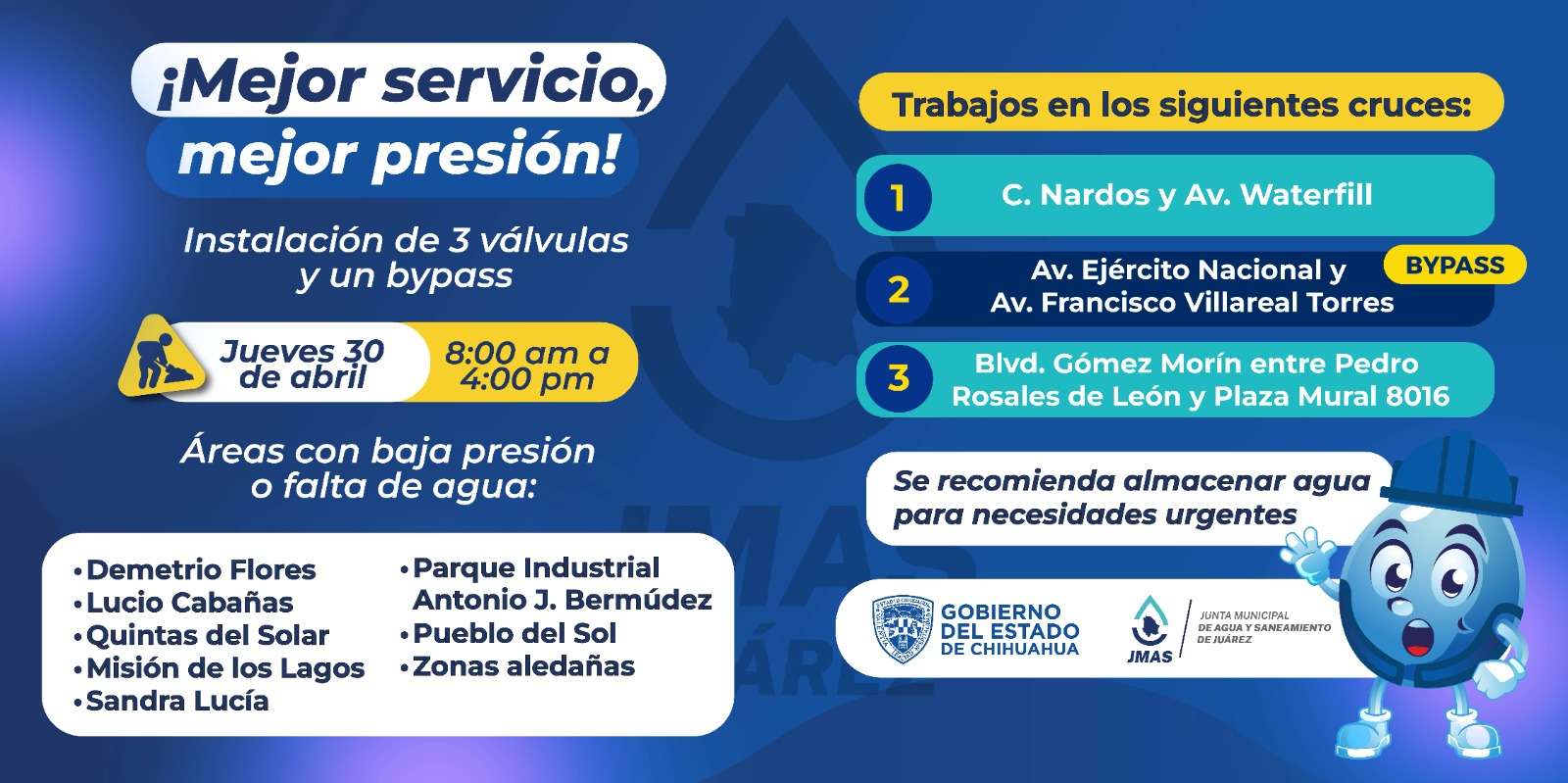 Realizará JMAS cambio de válvulas en distintos sectores 