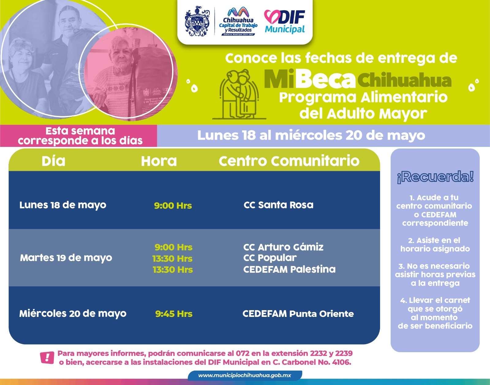 Publican fechas para apoyos de adultos mayores esta semana