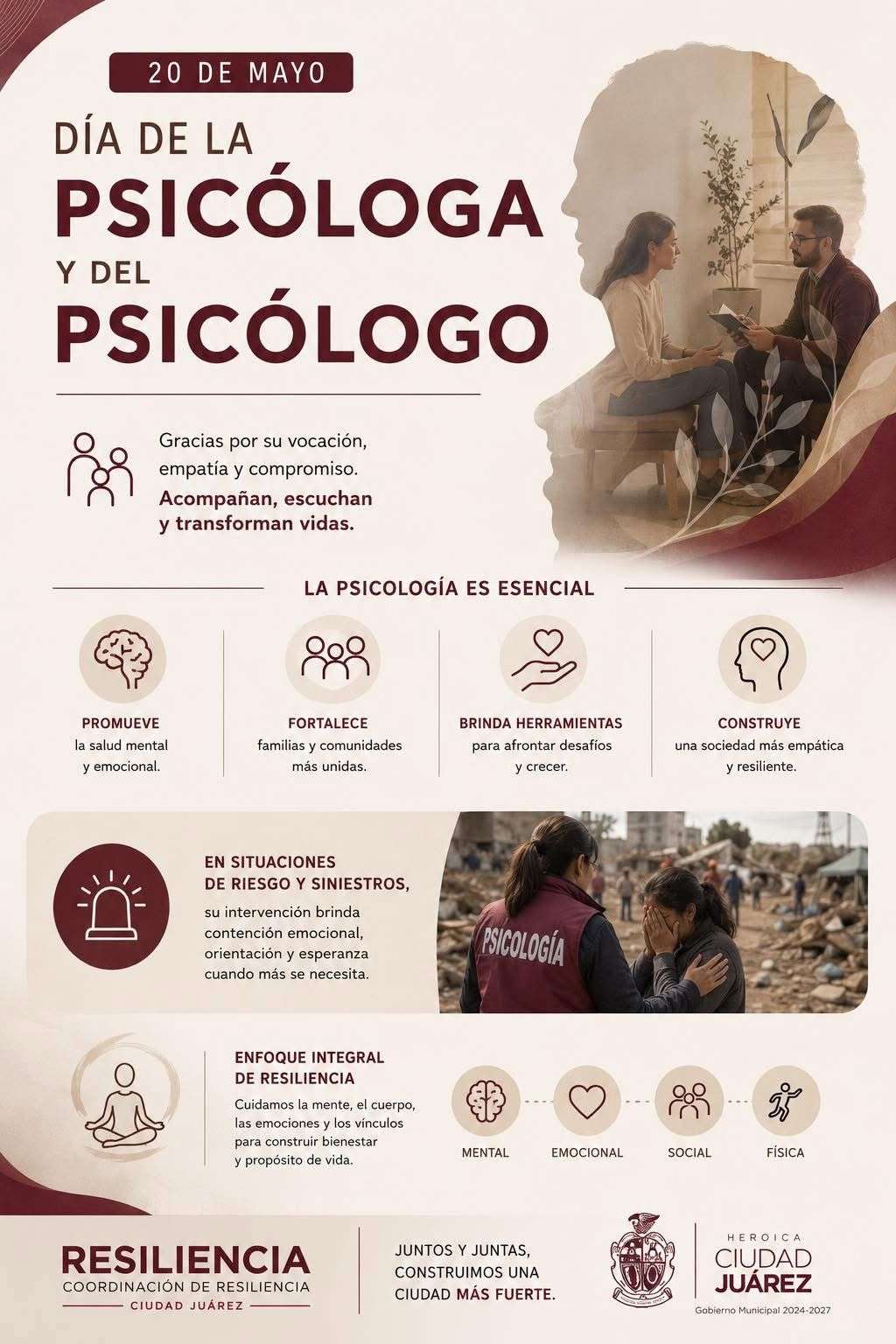 Destacan trabajo de psicólogos en procesos de resiliencia y salud mental
