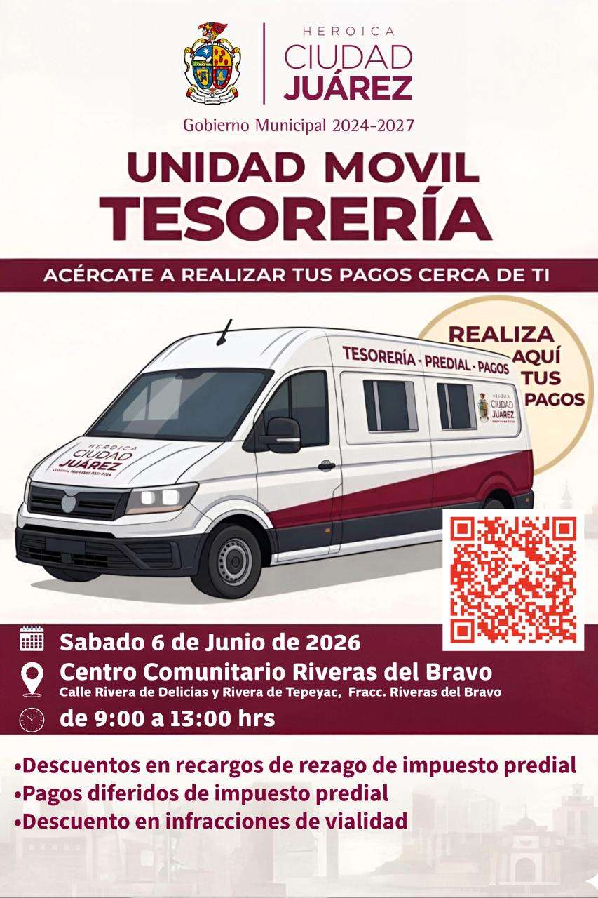 Estará hoy Unidad Móvil de Tesorería en Riberas del Bravo