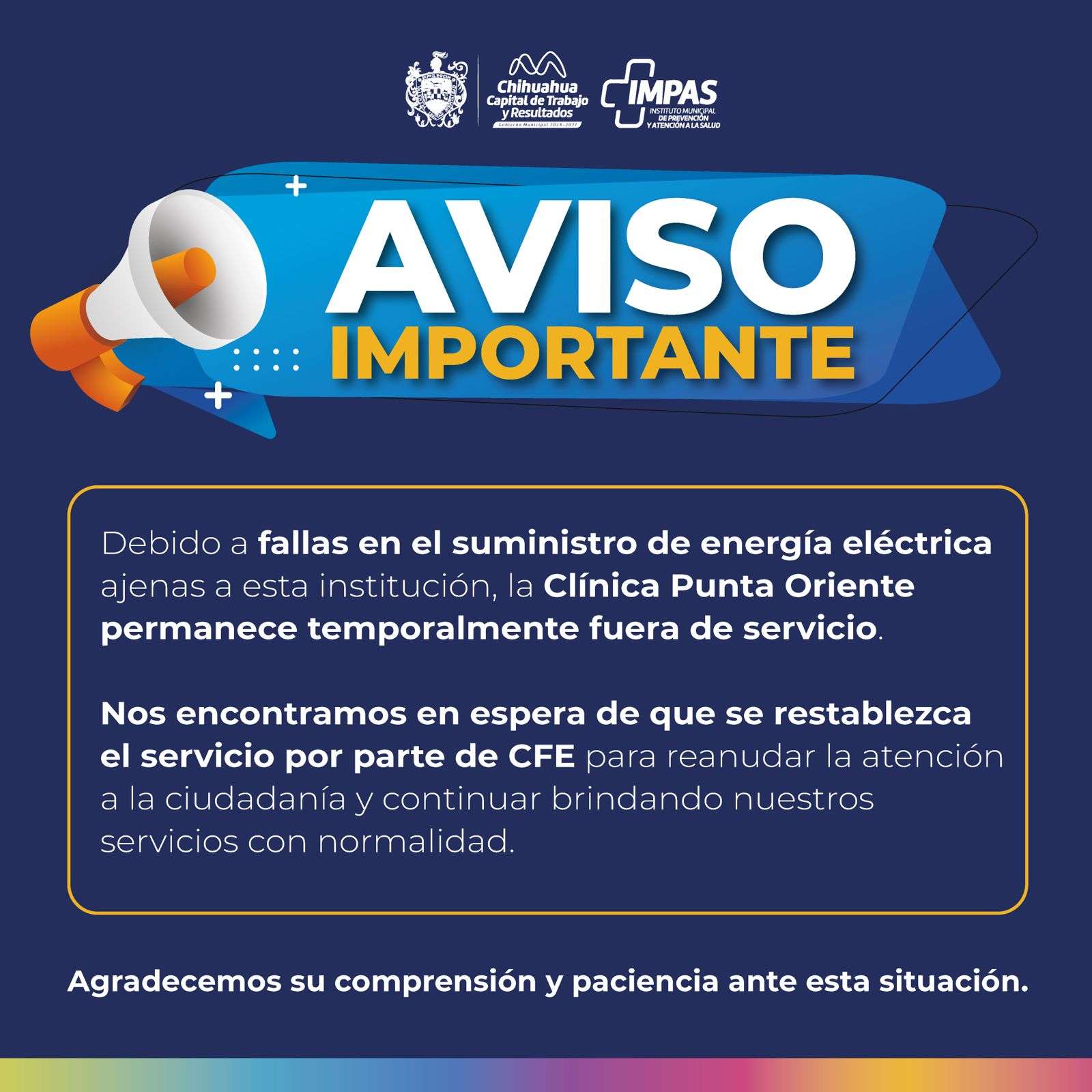 Suspende operaciones Clínica Impas de Punta Oriente por falla eléctrica
