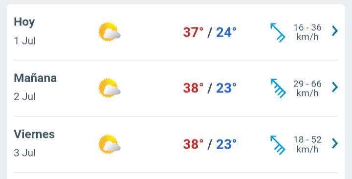 Día con nubes y claros, temperatura hasta 37°C  en Juárez 