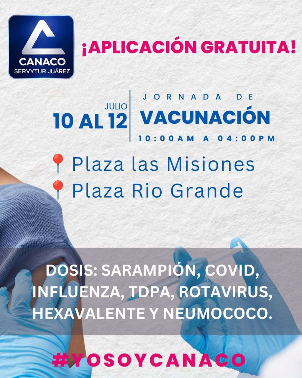 Aplican 530 vacunas en jornada impulsada por Canaco y Sector Salud