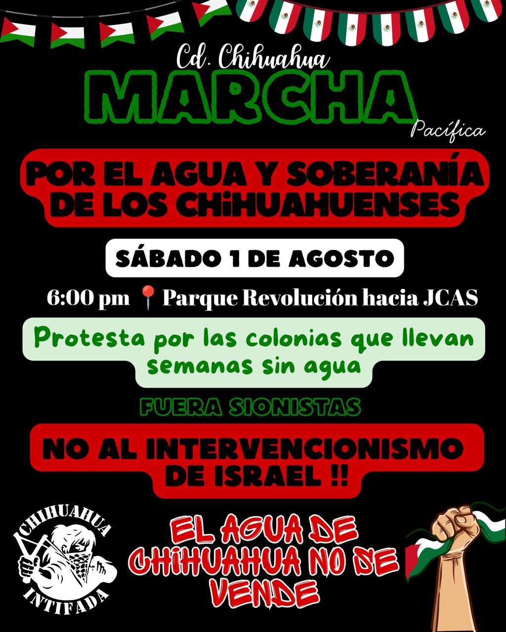 Exige colectivo Chihuahua Intifada revisión del convenio hídrico con Israel
