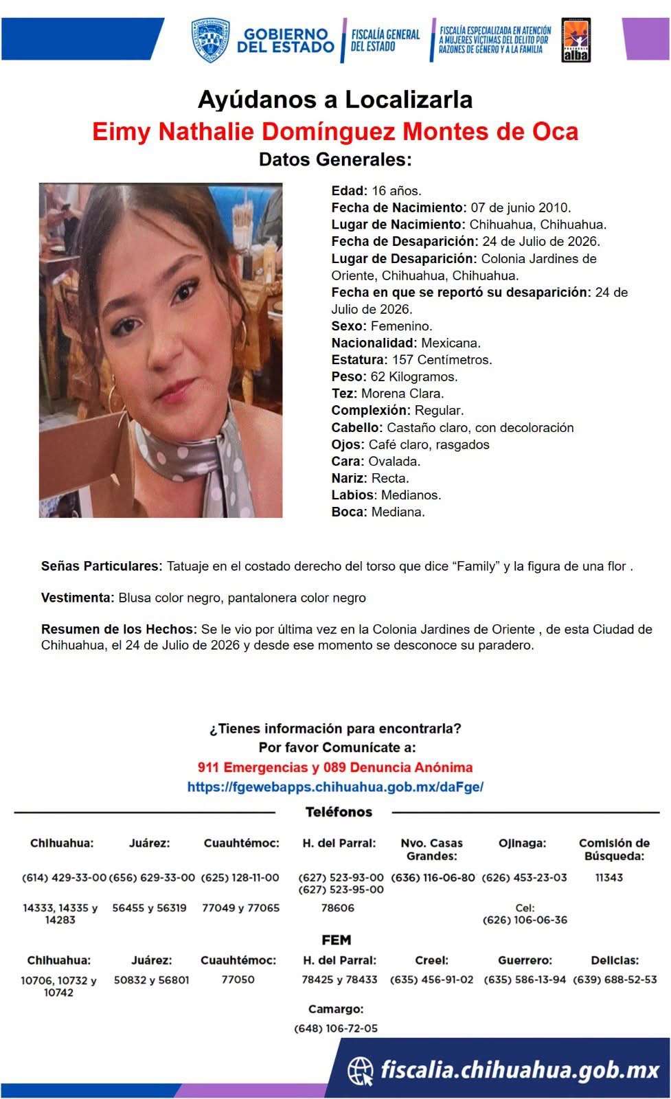 Desaparece jovencita en Jardines de Oriente 