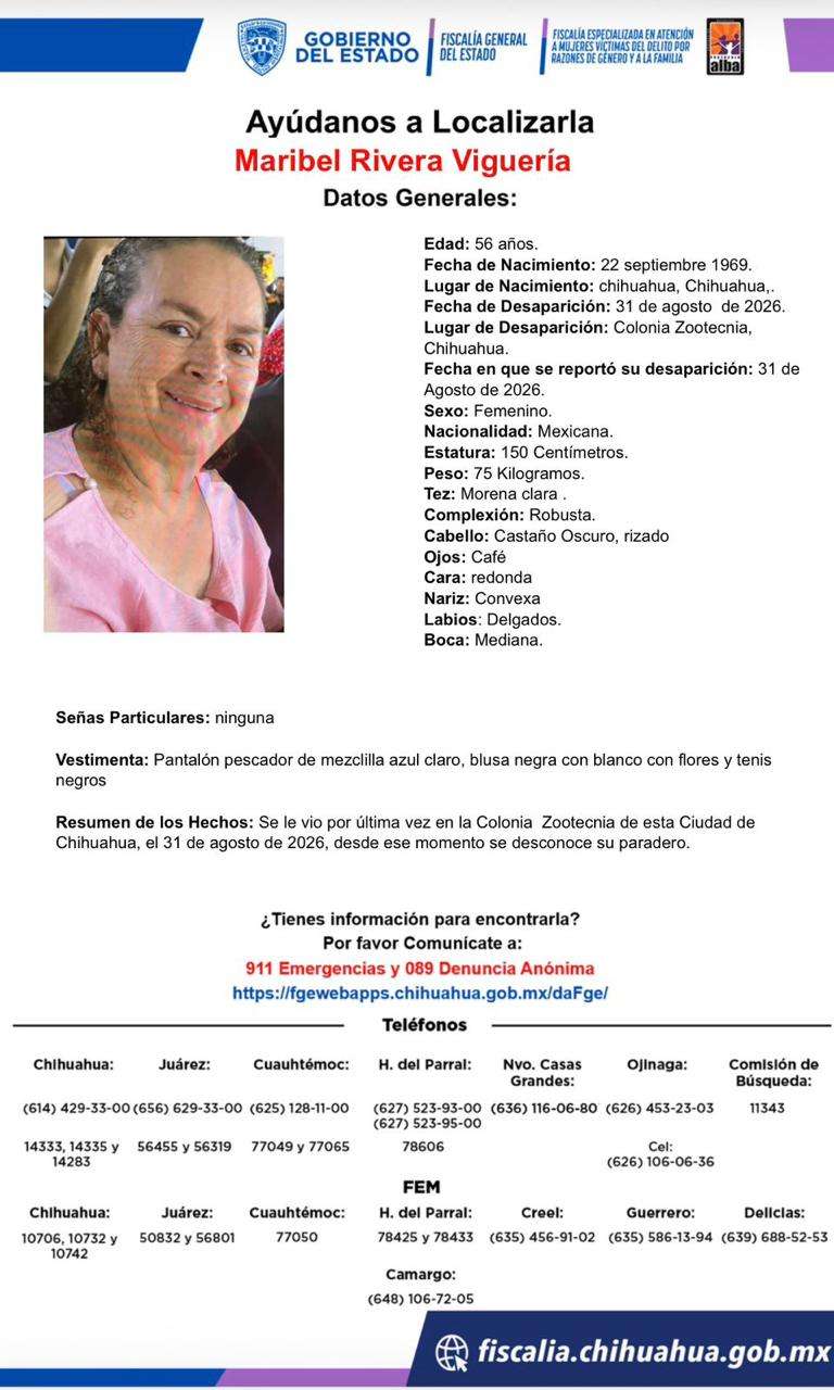 Solicitan apoyo para localizar a mujer desaparecida en Zootecnia