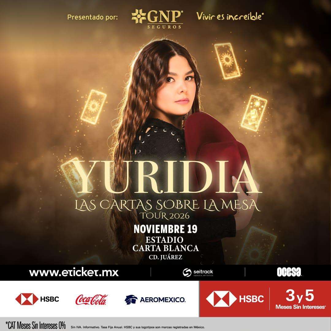 Llega Yuridia a Juárez con gira Las Cartas sobre la Mesa