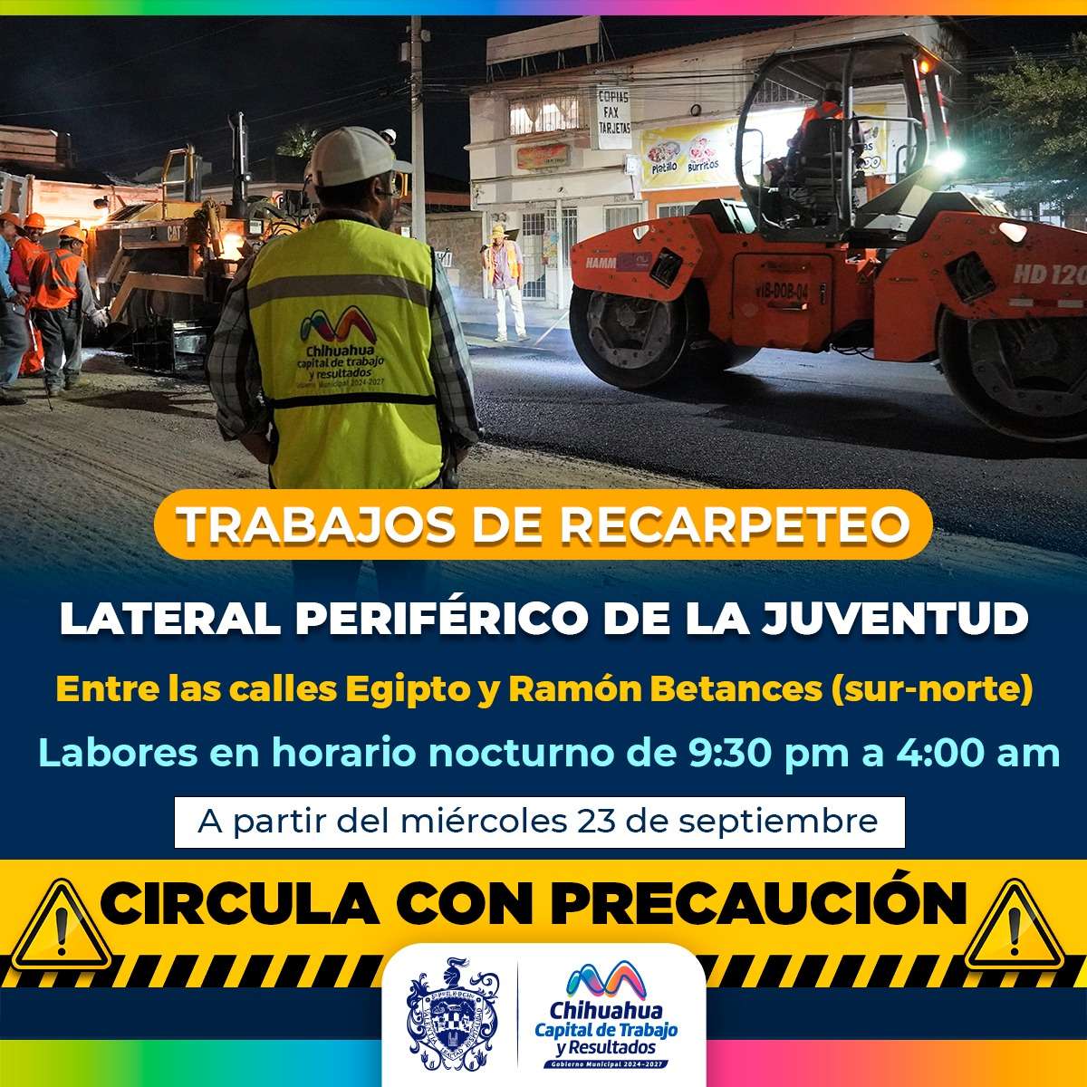 Realizarán recarpeteo nocturno en lateral del periférico de la Juventud
